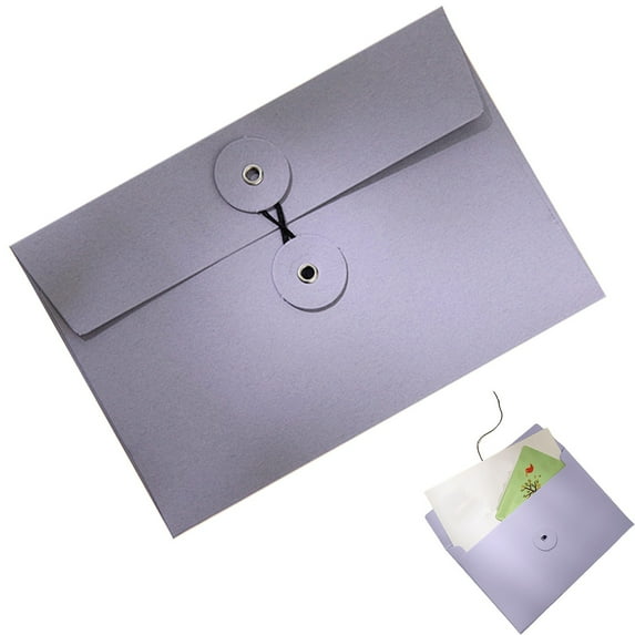 Preplabs String Envelope File Folder Kraft String Envelope File Folder - A6 Black Thick Document Organizer