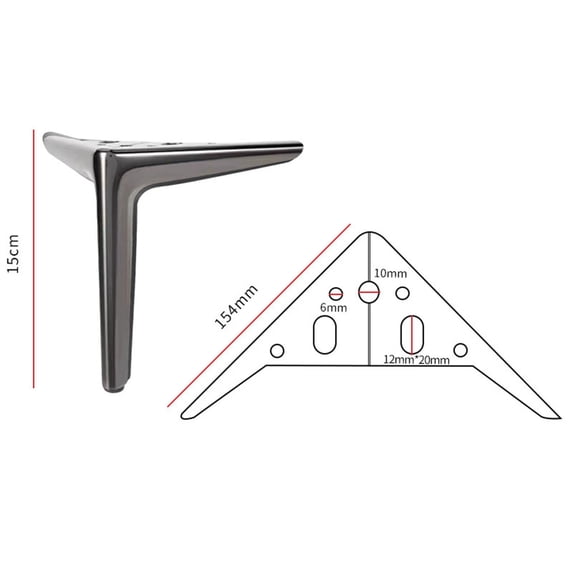 Preplabs Thickened Furniture Cabinet Legs Sofa Legs Gray 15Cm, Metal Replacement Feet, Modern Design, Non-Slip Rubber Feet, Supports Up To 330Lbs Each, Easy Installation for Sofa or Cabinet Upgrade