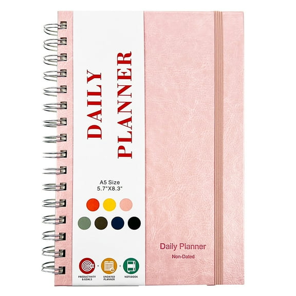 Preplabs Undated Hourly Planner Notebook & Elastic Closure Organizer - A5 Professional Journal for Time Management
