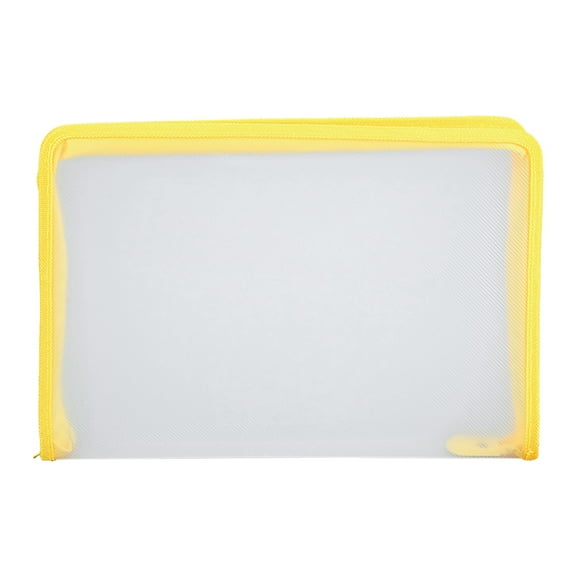Preplabs Yellow Document Organizer - A4 Zipper File Bag, Waterproof Plastic Folder with Multiple Pockets Travel Portfolio Letter Size Paper Storage