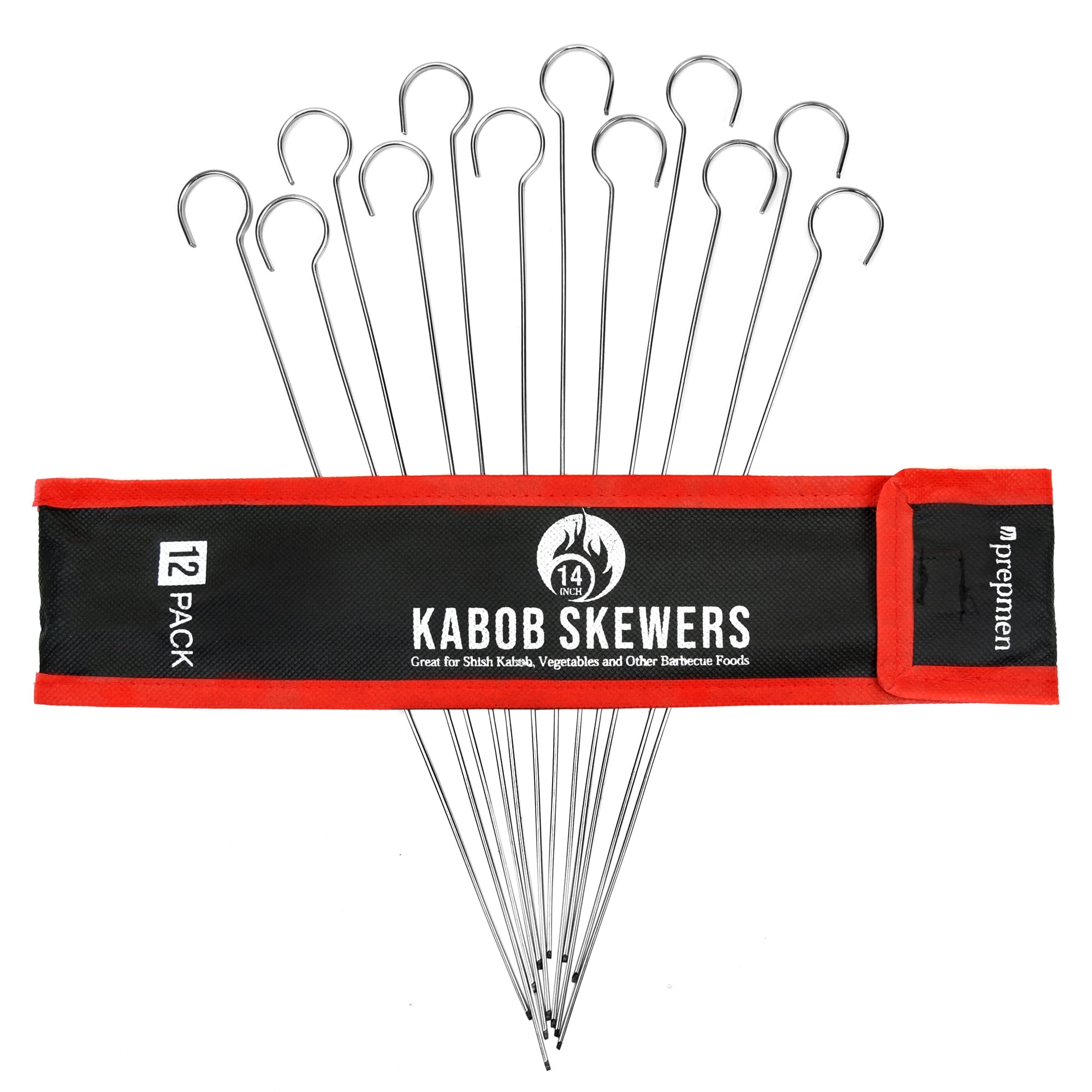 Prepman Stainless Steel Flat 14 in Kabob Skewers 12 count