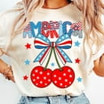 thumbnail image 1 of Preppy America Cherries T-Shirt – Cute 4th of July Bow and Flag with Retro Girly Summer Style, 1 of 5
