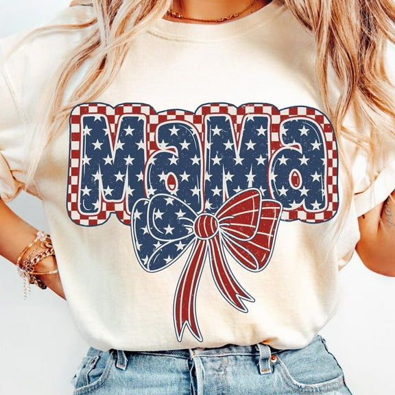 Preppy American Mama Shirt, Mama Usa Shirt, Coquette 4Th Of July Shirt, Retro Memorial Day Shirt, Checkered America Bow Shirt, Stars And Stripes Shirt Unisex S-5XL Hot Trending Shirt