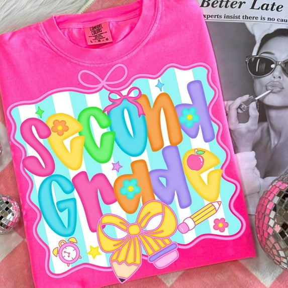 Preppy Back to School Shirt Bundle, Coquette Teacher First Day Outfit, Girly Checkered Design for Pre-K, 1st, 2nd, 3rd Grade Girls & Teachers Gift