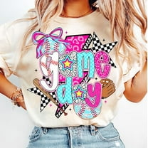 Preppy Baseball Game Day Coquette Shirt, Baseball Mama Shirt, Brushstroke Baseball Shirt, Baseball Bow Shirt, Game Day Baseball Mama Shirt