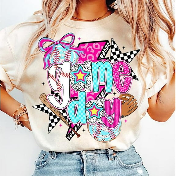 Preppy Baseball Game Day Coquette Shirt, Baseball Mama Shirt, Brushstroke Baseball Shirt, Baseball Bow Shirt, Game Day Baseball Mama Shirt