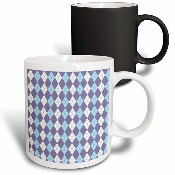 3drose, Preppy Blue and Purple Argyle Pattern, 11oz Magic Transforming Mug