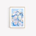 Shell Posster Blue Preppy Blue Oyster Pastel Shell Wall Art Print, Kitchen, Dining Room ...