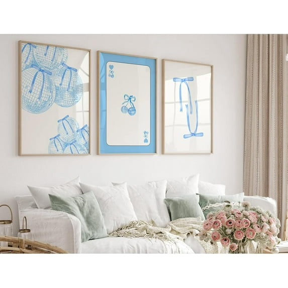 Preppy Bow Wall Art Decor Set of 3 Beige Coquette Wall Art Aesthetic Canvas Posters Trendy Girly Wall Decor Beige Bow Prints Preppy Pictures for Living Room College Apartment 12x16 Inch Und