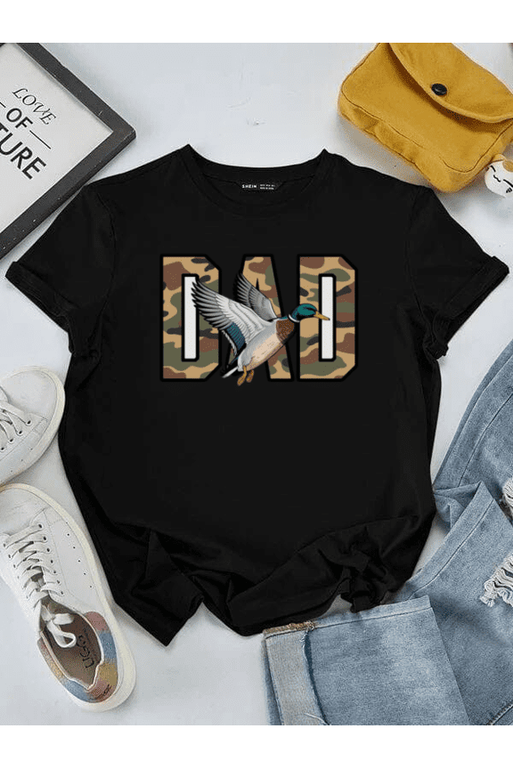 Preppy Camo Dad Checkered Border Grid Camouflage Father's Day Unisex T-Shirt, S-5XL