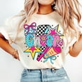 thumbnail image 1 of Preppy Cheer Mom T-Shirt, Coquette Pom Pom Bow Tee, Cheer Season Spirit Shirt, Colorful Retro Cheerleader Mom Life T-Shirt, 1 of 5