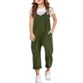 thumbnail image 1 of Preppy Clothes Girls Overalls Size 10-12 Girl's V Neck Sleeveless Jumpsuits Spaghetti Straps Harem Long Pants Rompers With Pockets AG 4-5 Years, 1 of 8