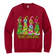 thumbnail image 1 of Preppy Coquette Christmas Tree Sweatshirt, Green Bow Retro Holiday Shirt, 1 of 5