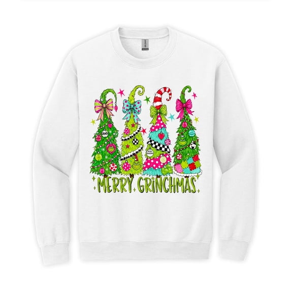 Preppy Coquette Christmas Tree Sweatshirt, Green Bow Retro Holiday Shirt
