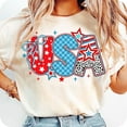 thumbnail image 1 of Preppy Coquette USA T-Shirt – Girly Brushstroke American Flag for Cute 4th of July Outfit, 1 of 5
