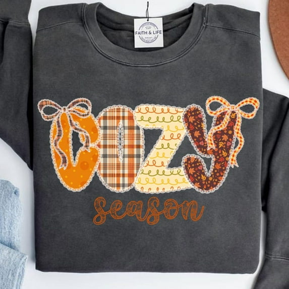 Preppy Cozy Season Lace Sweatshirt, Cozy Sweatshirt, Autumn Sweatshirt, Warm Autumn Vibes Sweatshirt, Fall Vibes Sweatshirt, Autumn Girly Sweatshirt.