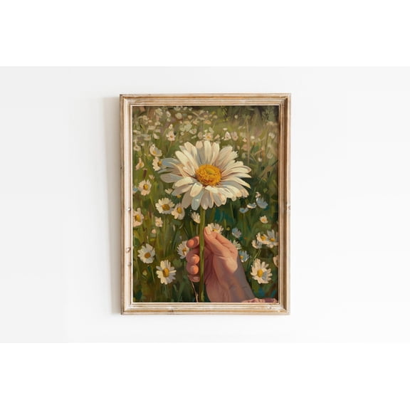 Preppy Daisy Spring Floral Wall Art Unframed Paper Print