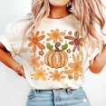 thumbnail image 1 of Preppy Fall Pumpkin T-Shirt, Boho Floral Autumn Shirt, Girly Coquette Fall Tee, Pumpkin Season Fall Vibes T-Shirt, 1 of 5