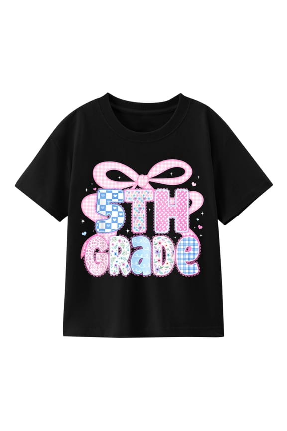 Preppy Fifth Grade 5th Grade Floral Coquette Bow T-Shirt