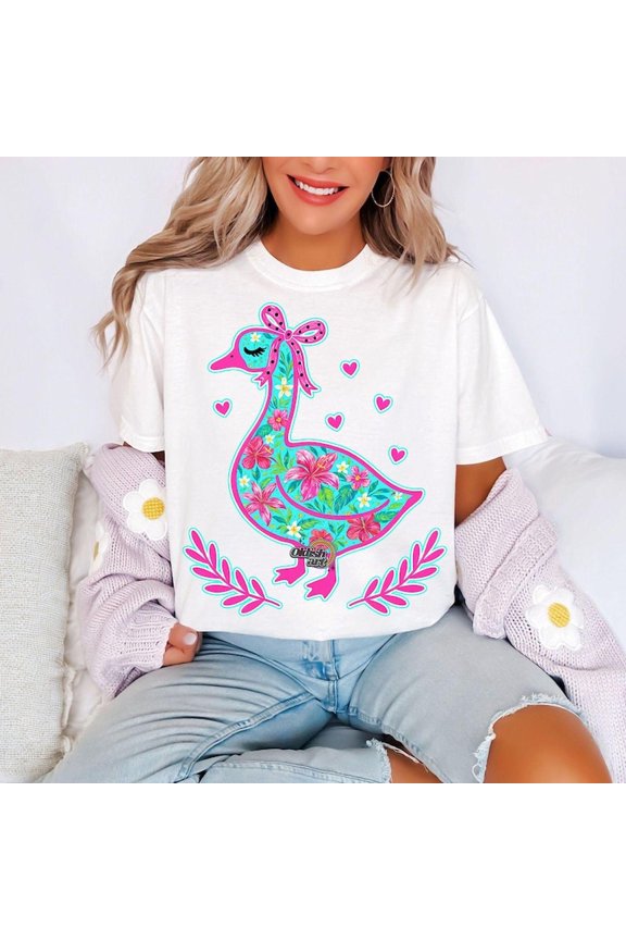 Preppy Floral Goose Brushstroke PNG, Boho Floral PNG, Floral Goose Png, Summer Vibes Png, Flowers Png, Goose Summer Png, Boho Summer Png