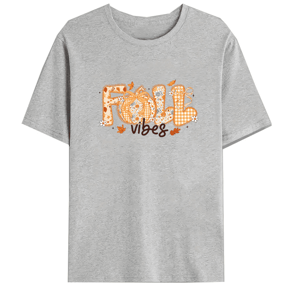 Preppy Floral Lace Pumpkin Print Tshirts Coquette Fall Graphic Tees Short Sleeve Casual Tops for Daily Outfits Thanksgiving Gift Gray,S