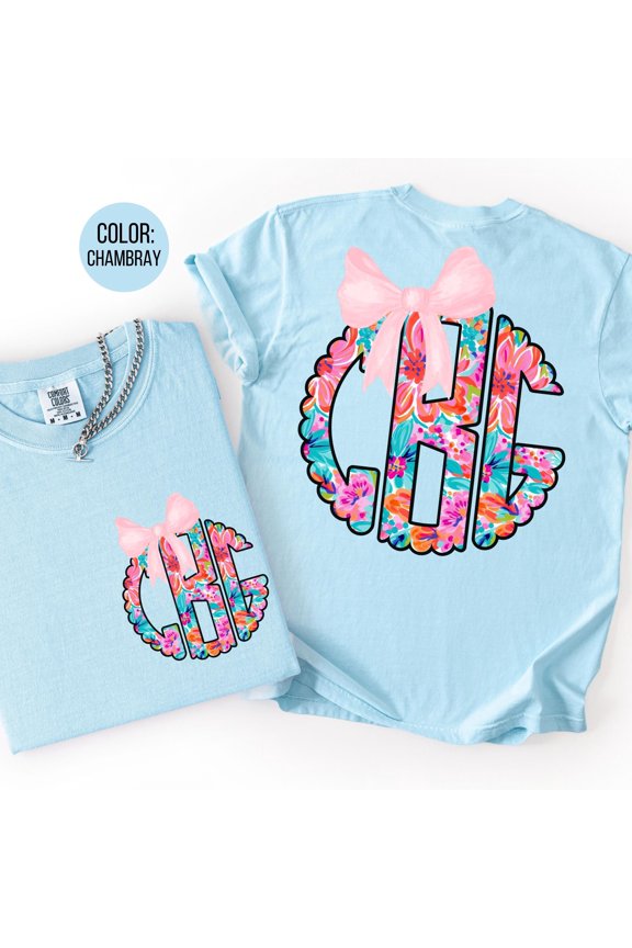 Preppy Floral Monogrammed Shirt Summer Monogram Shirts