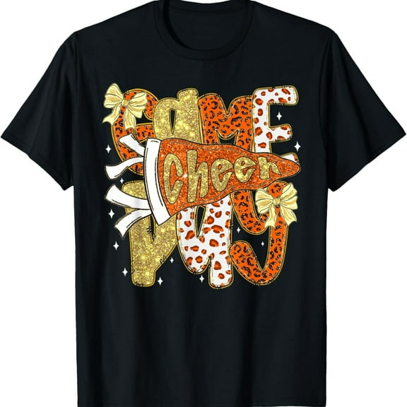 Preppy Game Day Football Mom Pennant Flag Go Cheer Orange T-Shirt