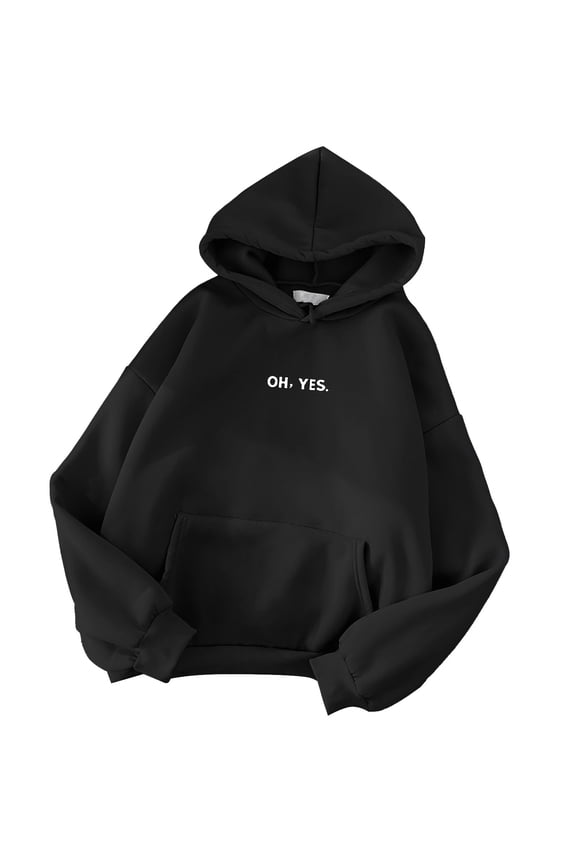 Preppy Hoodies for Teen Girls Y2K Women Long Sleeve Oversized Graphic Pullover Sweatshirt Top Trendy Brown Letter Print Cropped