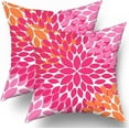 thumbnail image 1 of Preppy Hot Pink Orange Pillow Covers 20X20 Inches Dahlia Floral Geometric Decorative Pillowcase Set of 2 Aesthetic Square Throw Pillow Case Home Decor for Dorm College Girls Sofa Bedroom Couch, 1 of 6