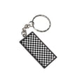 thumbnail image 1 of Preppy Houndstooth Black White Metal Rectangle Keychain, 1 of 1