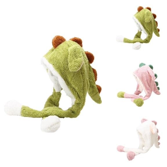 Preppy Ivy Cap Beret And Golf Hat Red Leather for Winter Animal Dinosaur Hat With Plush Moving Ears Jumping Up Beating Funny Cap for Women Girl Dress Christmas Party Holiday