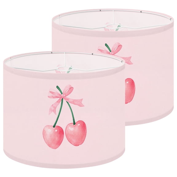 Preppy Lampshades 2 Pack Coquette Trendy Pink Cherry Bow Disco Ball Aesthetic Cherries 13"x13"x10" Light Shade for Table Lamps Floor Lamps Drum Lamp Shades Lampshade Replacement Easy Assembly
