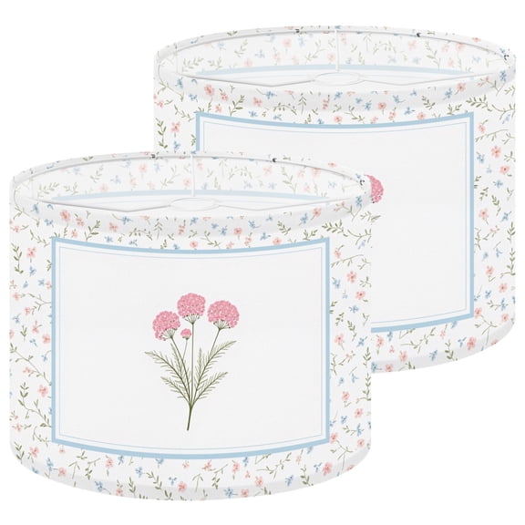 Preppy Lampshades 2 Pack Pink Vintage Floral Chinoiserie Pastel Girls Room 13"x13"x10" Light Shade for Table Lamps Floor Lamps Drum Lamp Shades Lampshade Replacement Easy Assembly
