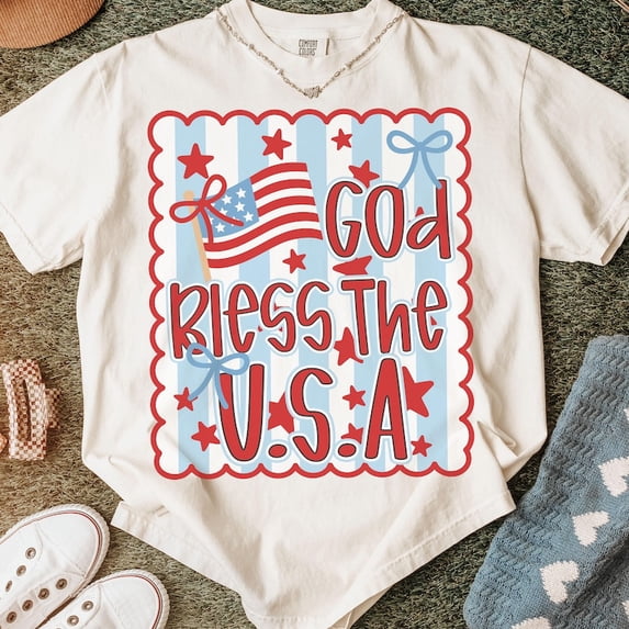 Preppy Land Of The Free t-shirt, 4th Of July Shirt, Patriotic Shirt, Girly American Shirt, USA Shirt, Coquette Shirt, Preppy Patriotic, Red White Blue TH140534