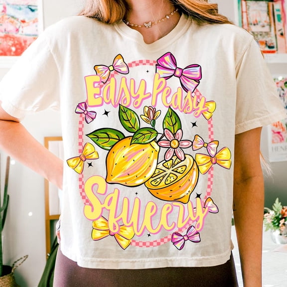 Preppy Lemon Summer T-Shirt, Lemon Coquette Tee, Preppy Girly Summer Shirt, Easy Peasy T-Shirt, Lemonade Tee, Cute Lemon Shirt Design