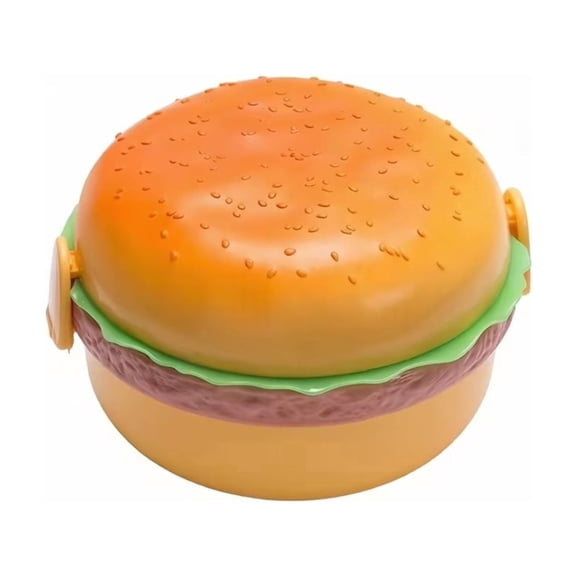 Preppy Lunch Box Hamburger Themed Microwave Safe Food Storage Container for Young Men Workers