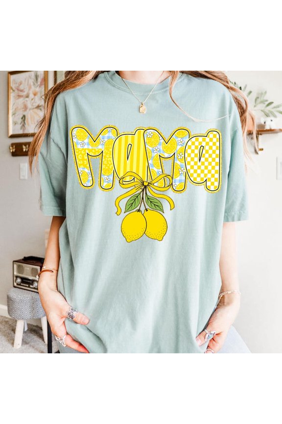 Preppy Mama Lemon Glitter Coquette Bow Png, Cute Lemon Floral Mama Png, Summer Mama Custom Design, Mama Bundle Sublimation PNG