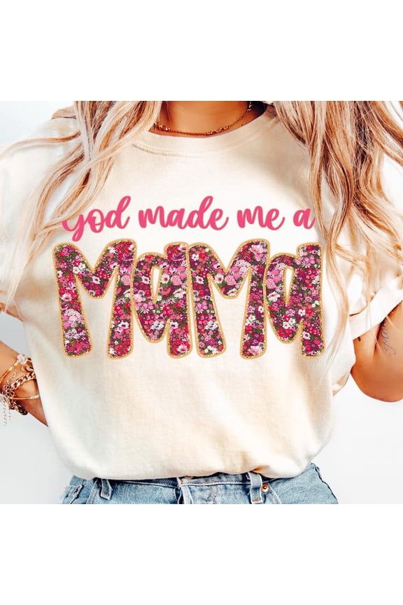 Preppy Mama T-Shirt, God Made Me A Mama Shirt, Floral Mama Shirt, Gift for Mama Shirt, Mother’s Day Design Shirt