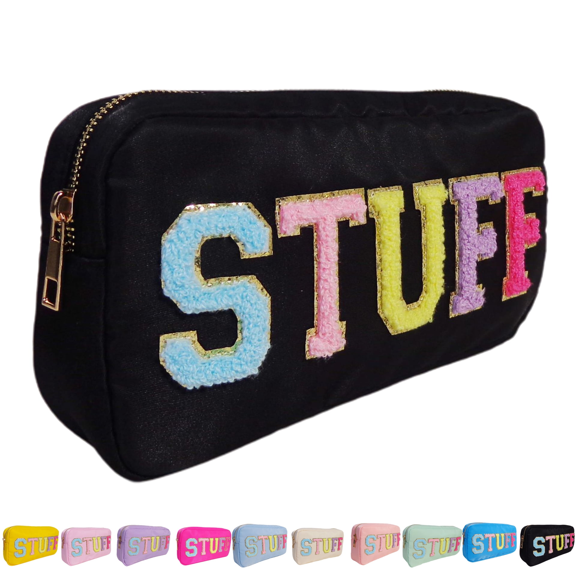 Preppy Patch Makeup Bag, Nylon Preppy Travel Stuff Cosmetic Bag