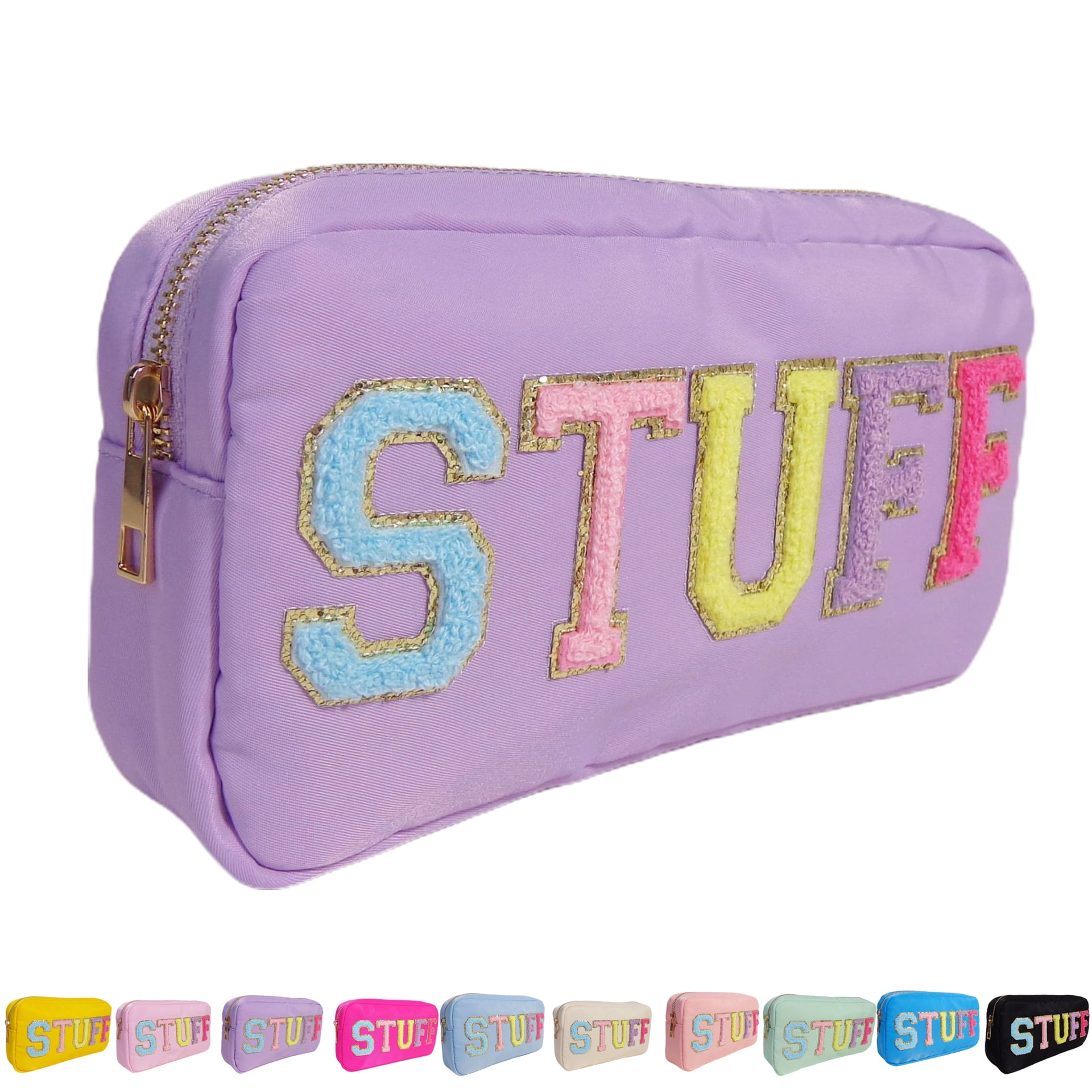 Preppy Patch Makeup Bag, Nylon Preppy Travel Stuff Cosmetic Bag