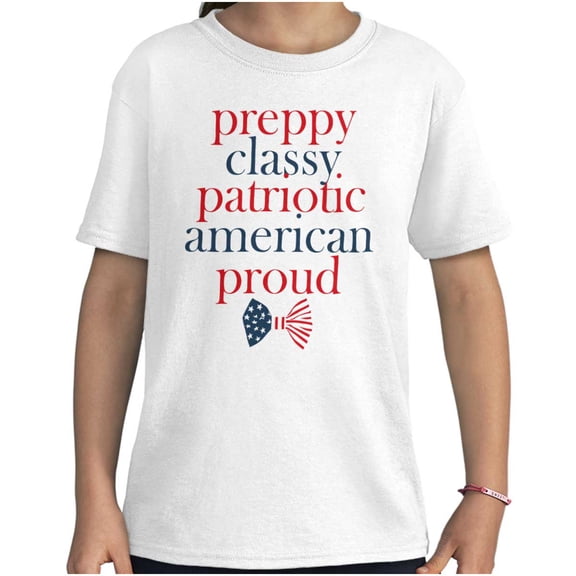 Preppy Patriotic American Bowtie Girls Kids T Shirt Tees Teen Brisco Brands X
