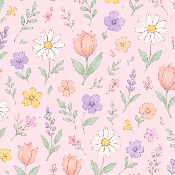 Preppy Peel and Stick Wallpaper 23.6in x 9.8ft Pastel Floral Daisies Tulips Wildflowers Soft Pink Contact Paper Vinyl Waterproof Self Adhesive Wall Paper for Bedroom Shelf Cabinet Renter Friendly