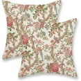 thumbnail image 1 of Preppy Pink Chinoiserie Pillow Covers 18x18 Inch 2 Pcs Brown Bird Floral Decor Throw Pillows Vintage Flower Spring Summer Outdoor Decoration Pillowcase Linen Cushion Cover for Couch Sofa, 1 of 6