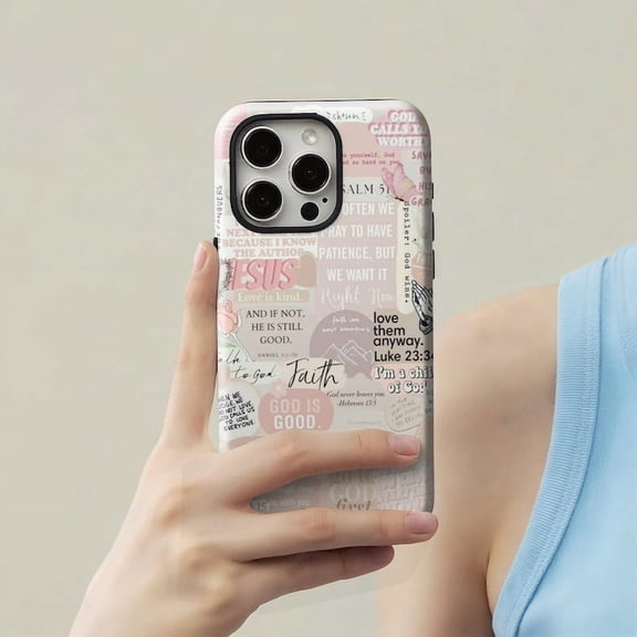 Preppy Pink Christian Bible iPhone Case, Faith Inspired Design with iPhone 17 16 15 14 13 12 11 Pro Max
