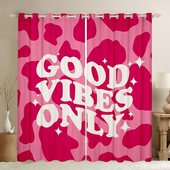 Preppy Pink Curtains & Drapes Western Living Room Curtains for Cowgirl Cowboy Pink Cow Print 30%-50% Blackout Curtains 38Wx45L, American Wild West Window Curtains Western Farmhouse Home Decor