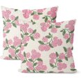 thumbnail image 1 of Preppy Pink Spring Pillow Covers 18x18 Inch 2 Pcs Green Hydrangea Flower Decor Throw Pillows Vintage Floral Seasonal Summer Outdoor Decoration Pillowcase Linen Cushion Cover for Couch Sofa, 1 of 6