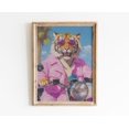 thumbnail image 1 of Preppy Pink Tiger On Motorcycle Maximalist Dopamine Art, Unframed Canvas 16x20in, 1 of 4