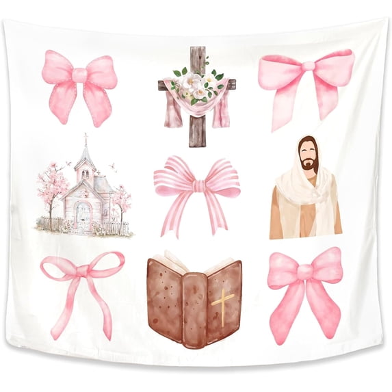 Preppy Pink Western Tapestry, Cowgirl Room Decor, All Y'all Are Welcome Western Girly Aesthetic Tapestries Wall Blanket for Girls Bedroom Dorm Apartment Decor