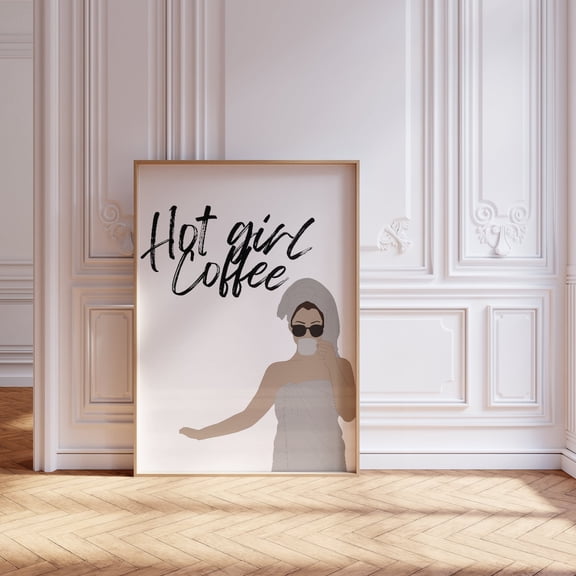 Preppy Print, Hot Girl Coffee, Coffee Poster, Home Decor #531, Stretched Canvas Size 16x24