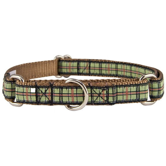 Country Brook Petz® Preppy Puppy Plaid Woven Ribbon Martingale Collar Limited Edition, Small